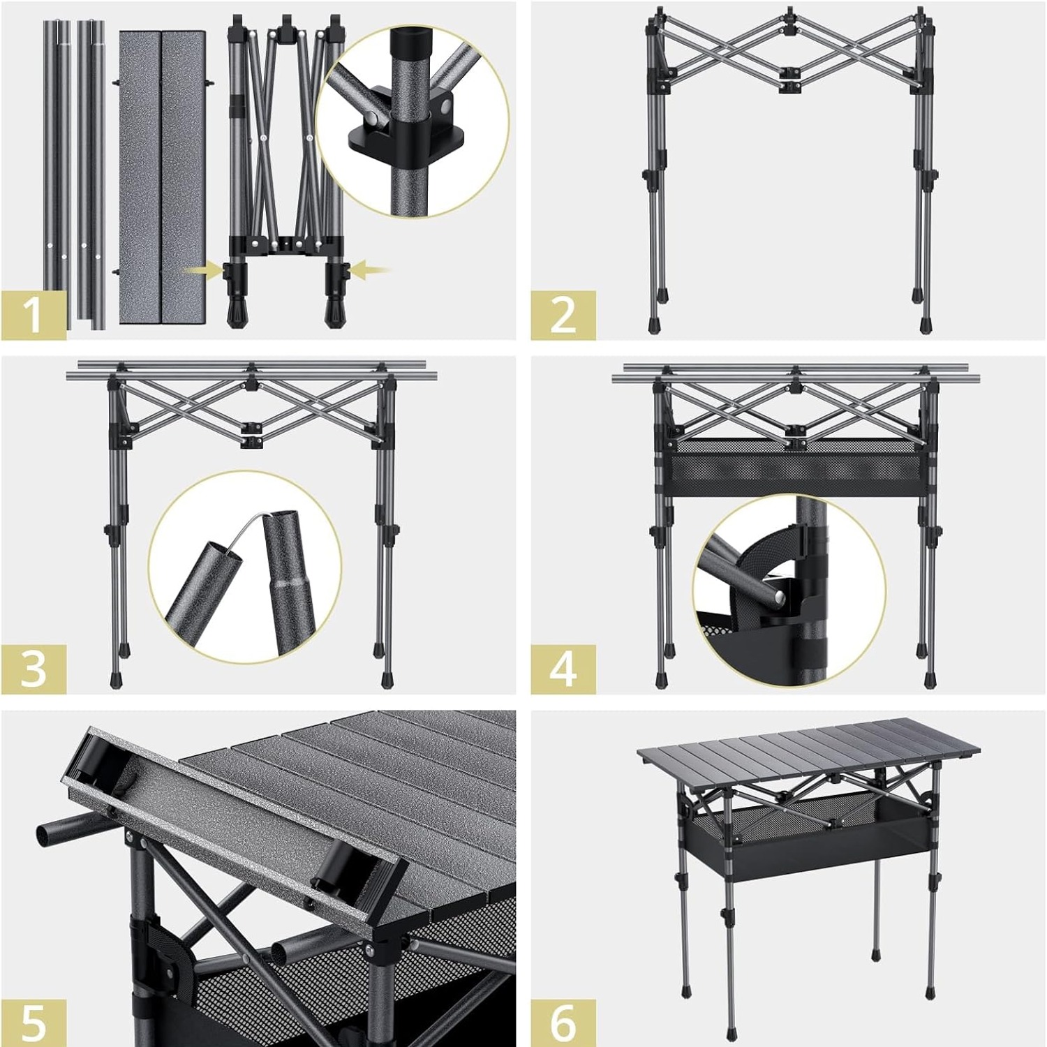 Anbte Roll Top Camping Table (3ft, Two Heights): image 9