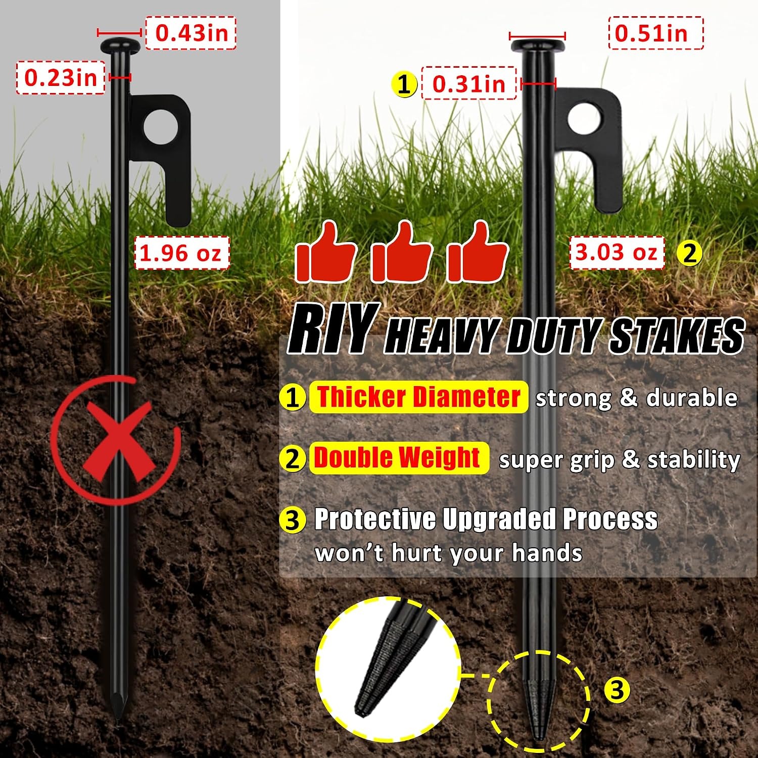 Heavy Duty Forged Steel Tent Pegs (8 Pack): image 3