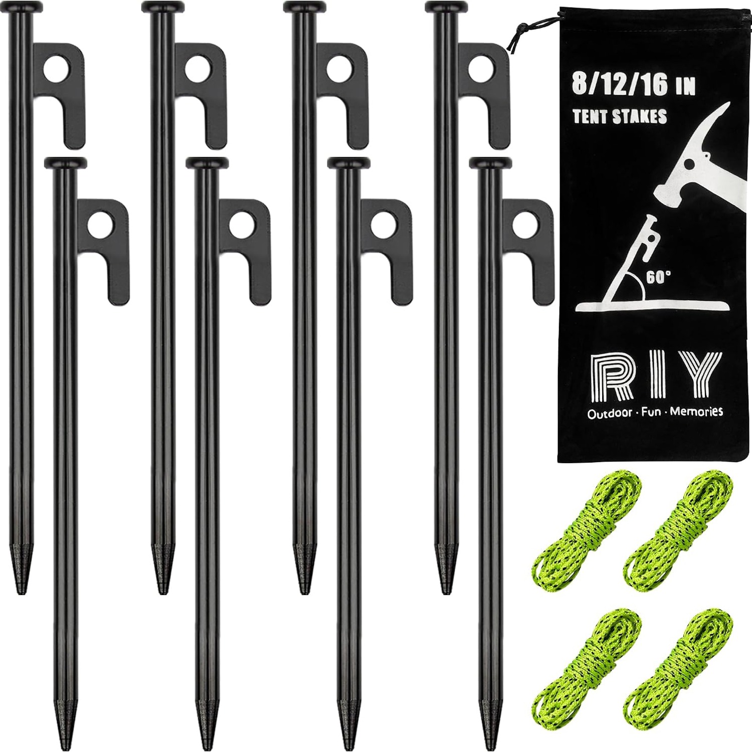 Heavy Duty Forged Steel Tent Pegs (8 Pack)